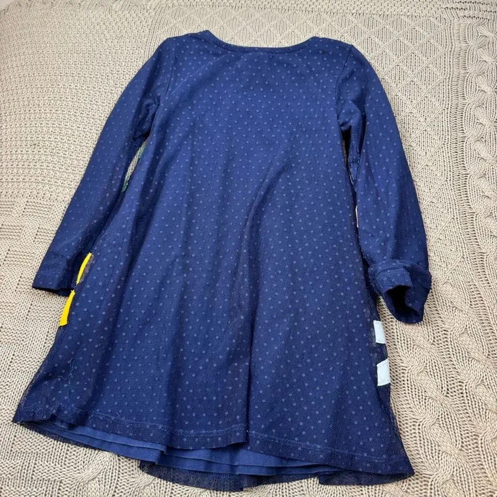 Hanna Andersson Blue Tulle Dress with Colorful Floral Appliqué 4